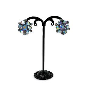 ✨SPARKLING✨ Blue Vintage AB Rhinestone Clip on Earrings
